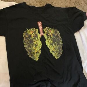 Black Adults T-Shirt with Lungs Graphic